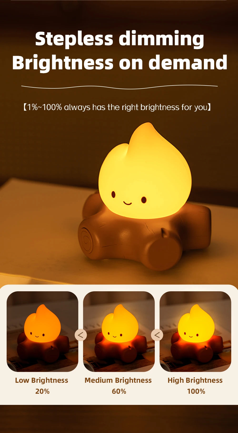 Campfire Night Lights With White Noise Creative Room Decoration Atmosphere LED Light Desk Lamp For Kids Christmas Birthday Gifts