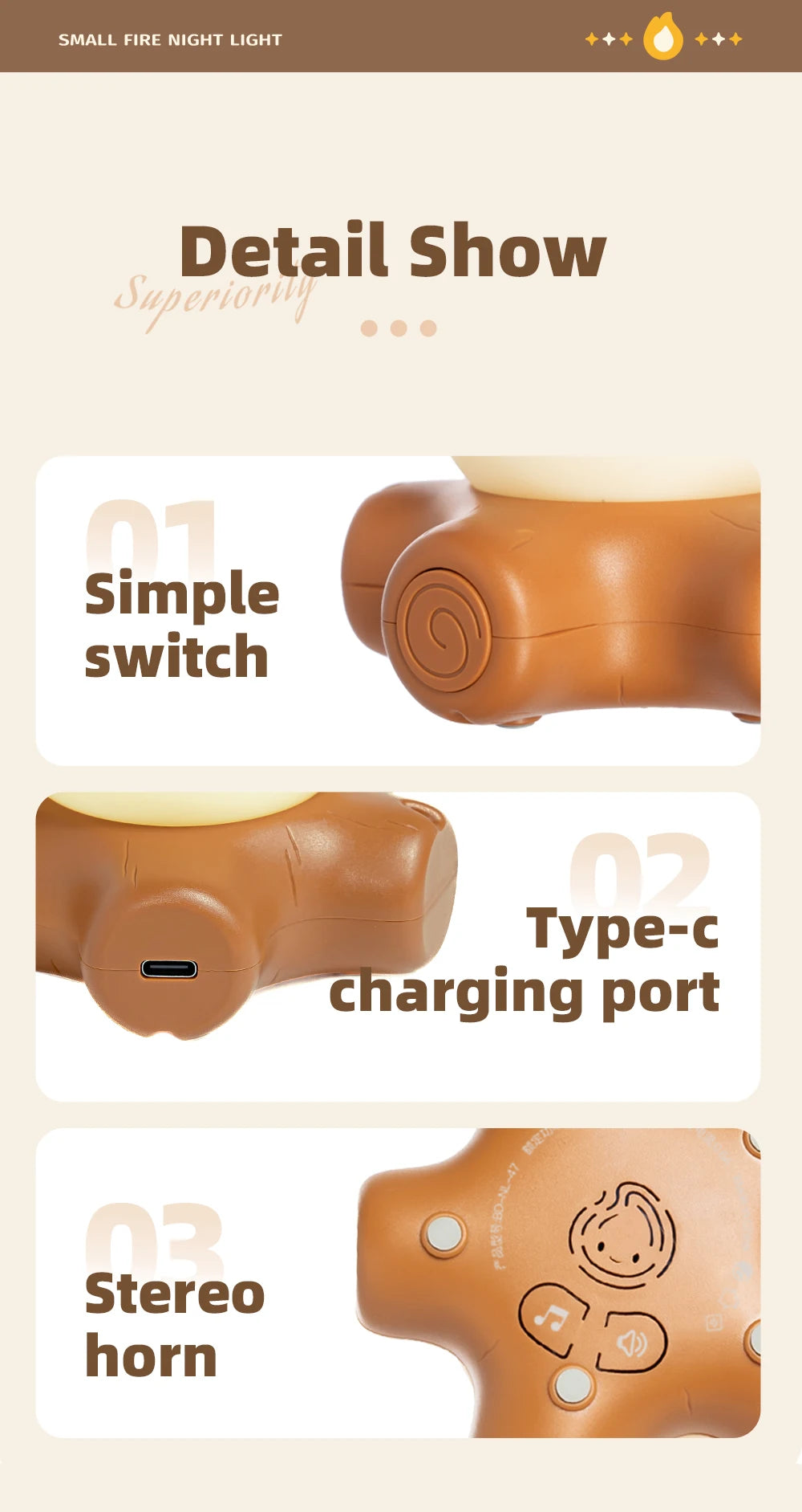 Campfire Night Lights With White Noise Creative Room Decoration Atmosphere LED Light Desk Lamp For Kids Christmas Birthday Gifts