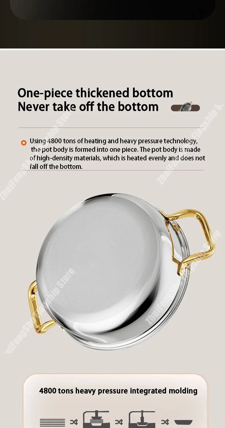 30cm Stainless Steel Frying Pan Non-stick Soup Pot wok with lid Home Honeycomb Induction Cooker Gas Stove Stew Kitchen Cookware