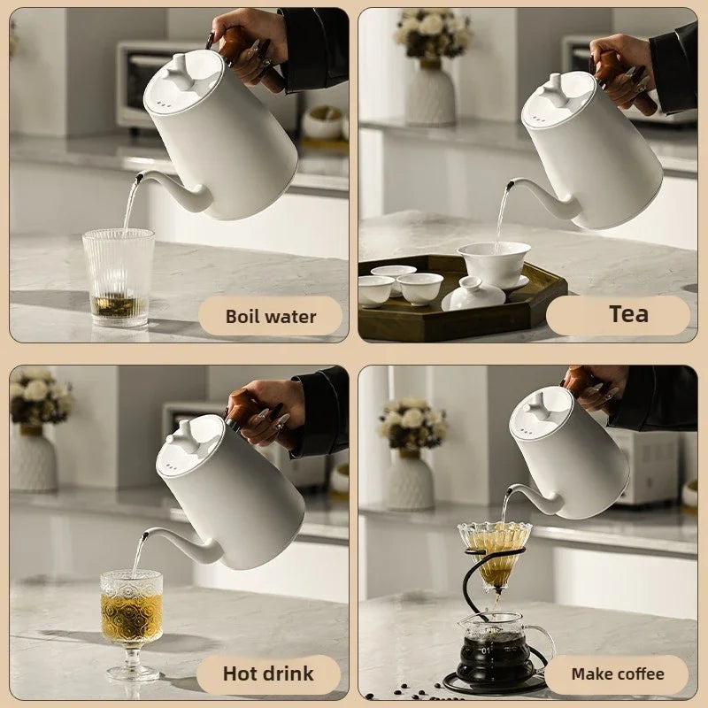 1000W Electric Kettle Household 304 Stainless Steel Coffee Pot Intelligent Temperature Regulation LED Display Safe Anti Scalding