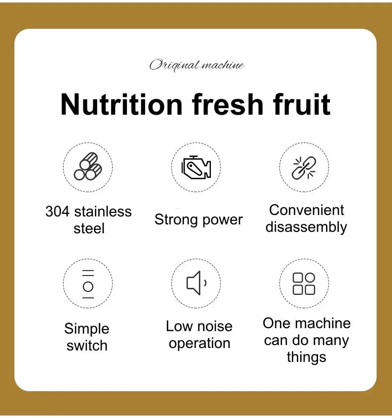 304 Stainless Stee Slow Masticating Auger Juicer Fruit and Vegetable Low Speed Juice Extractor Compact Cold Press Juicer Machine