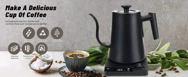1200W Electric Kettle Intelligent Constant Temperature Fine Mouthed Electric Kettle Hand Brewed Coffee Kettle Goose Neck Kettle