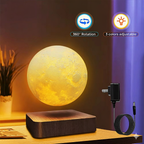 Levitating Moon Magnetic Floating Night Light, 3 Colors Temperature, Creative Table 3D LED Lamp with Wooden Base for Gift Office