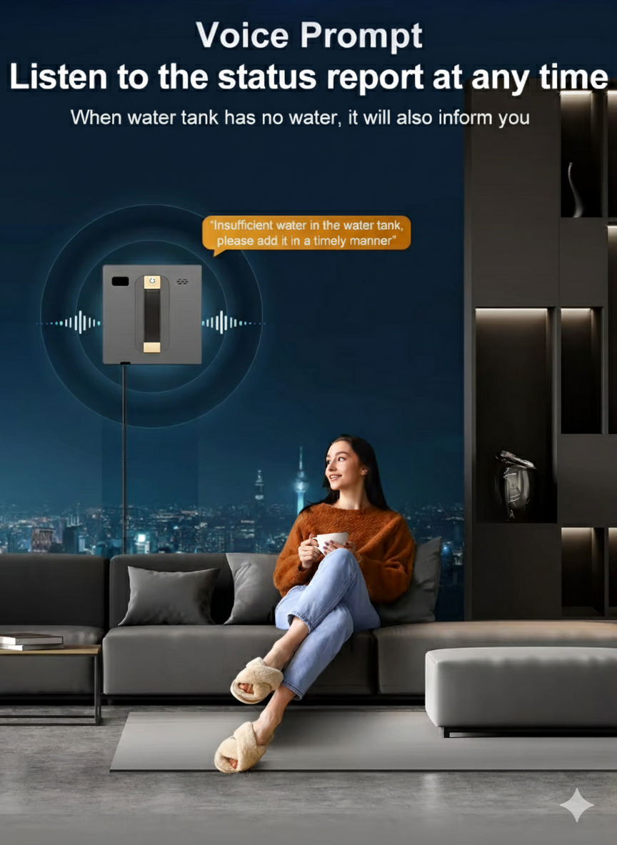 Robot Smart Window cleaner ,Dual Water Spray,Smart Memory,High Vacuum Suction, Laser Sensor, Home Wall Glass Cleaning Robot