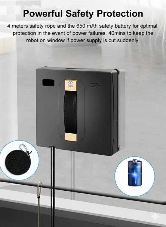 Robot Smart Window cleaner ,Dual Water Spray,Smart Memory,High Vacuum Suction, Laser Sensor, Home Wall Glass Cleaning Robot