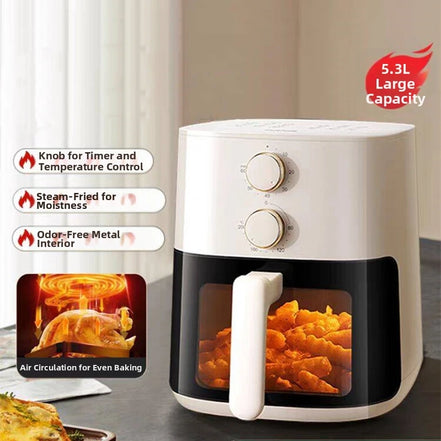 5.3L Super-capacity Visualized Air Fryer | Perspective Window Design Touch Screen +12 Preset Menu|Detachable Cleaning|Household