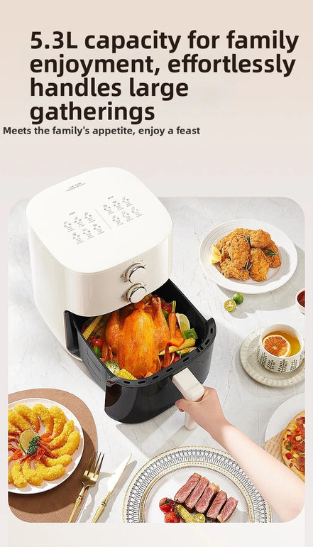 5.3L Super-capacity Visualized Air Fryer | Perspective Window Design Touch Screen +12 Preset Menu|Detachable Cleaning|Household