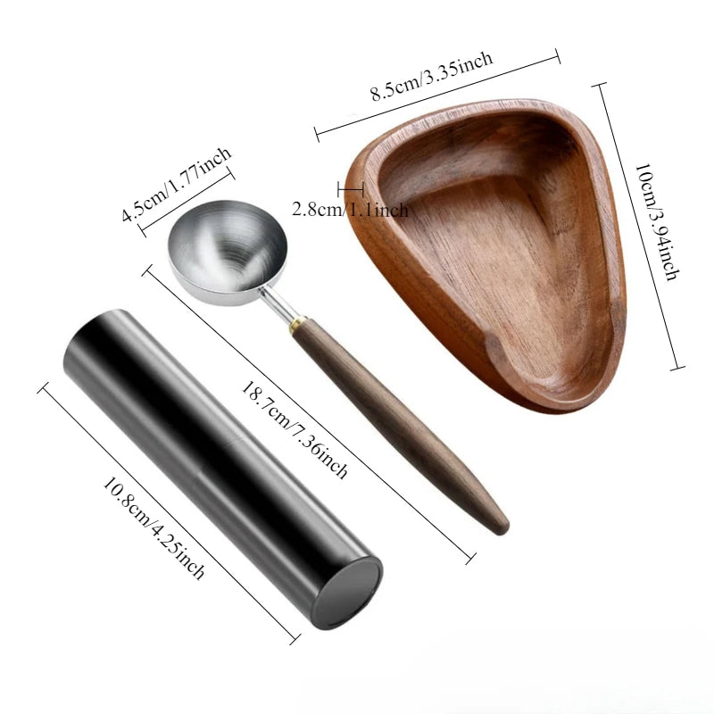 Leeseph Wooden Coffee Bean Dosing Cup with Spray Bottle Set, Espresso Coffee Accessories Bean Organizer Coffee Lover Gift