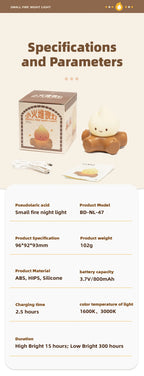 Campfire Night Lights With White Noise Creative Room Decoration Atmosphere LED Light Desk Lamp For Kids Christmas Birthday Gifts