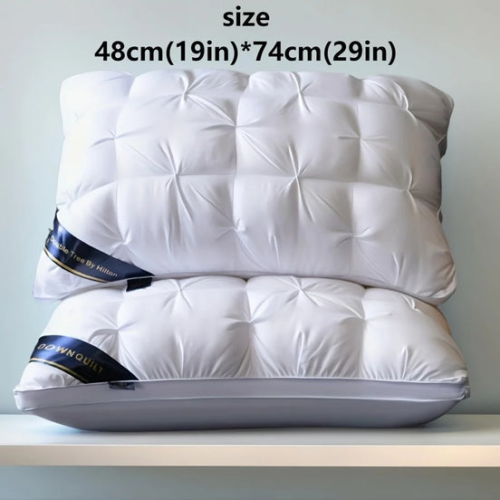 1/2PC Luxury 5-Star Hotel Pillow Deep Sleep Ergonomic Support - High-Density Polyester Memory Foam Pillow White Satin All-Season
