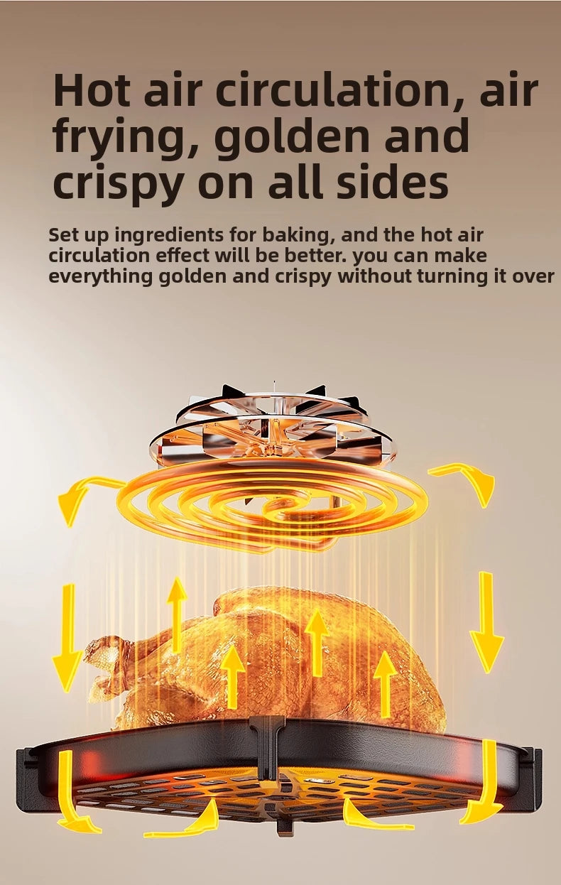 5.3L Super-capacity Visualized Air Fryer | Perspective Window Design Touch Screen +12 Preset Menu|Detachable Cleaning|Household