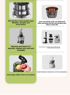 2X Squeeze Slow Juicer,Wide Mouth Cold Press Juicer with Pulp Separation,200W Automatic Fruit & Vegetable Extractor for Home Use