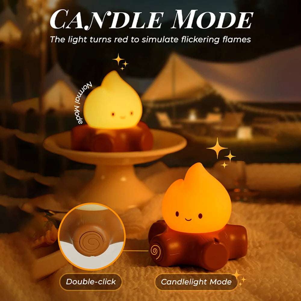 Campfire Night Lights With White Noise Creative Room Decoration Atmosphere LED Light Desk Lamp For Kids Christmas Birthday Gifts