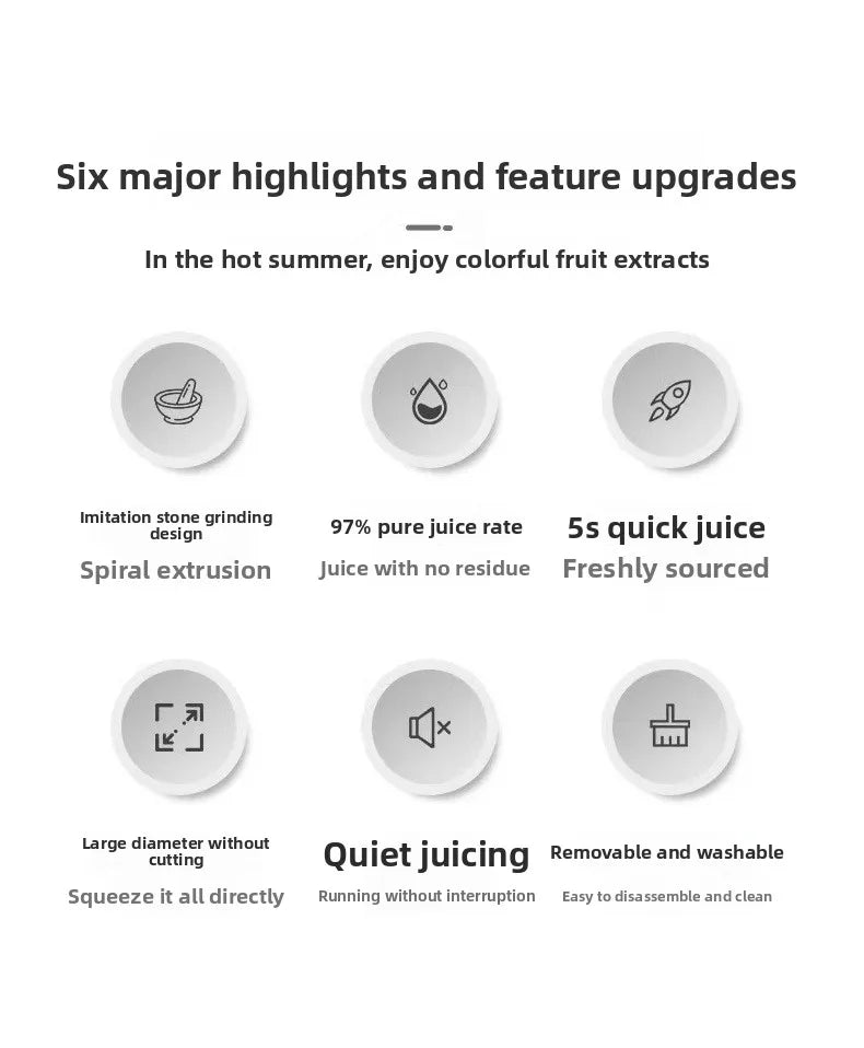 2L Stainless Steel Slow Juicer Commercial Automatic Juice Extractor with Pulp Separation Large Mouth