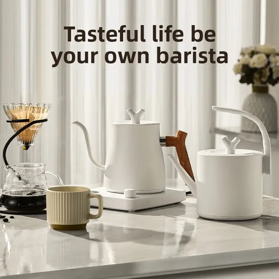 1000W Electric Kettle Household 304 Stainless Steel Coffee Pot Intelligent Temperature Regulation LED Display Safe Anti Scalding