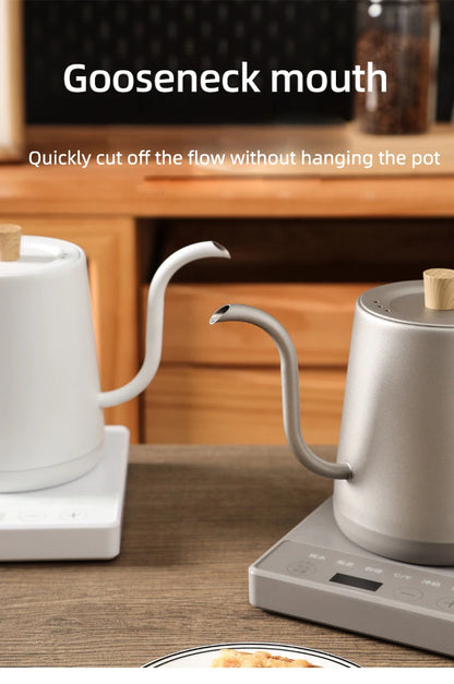 Gooseneck Electric Kettle 800ml Hand Brew Coffee Pot Smart Teapot Temperature Control Pot 1000W Rapid Heating Kettle 110V/220V