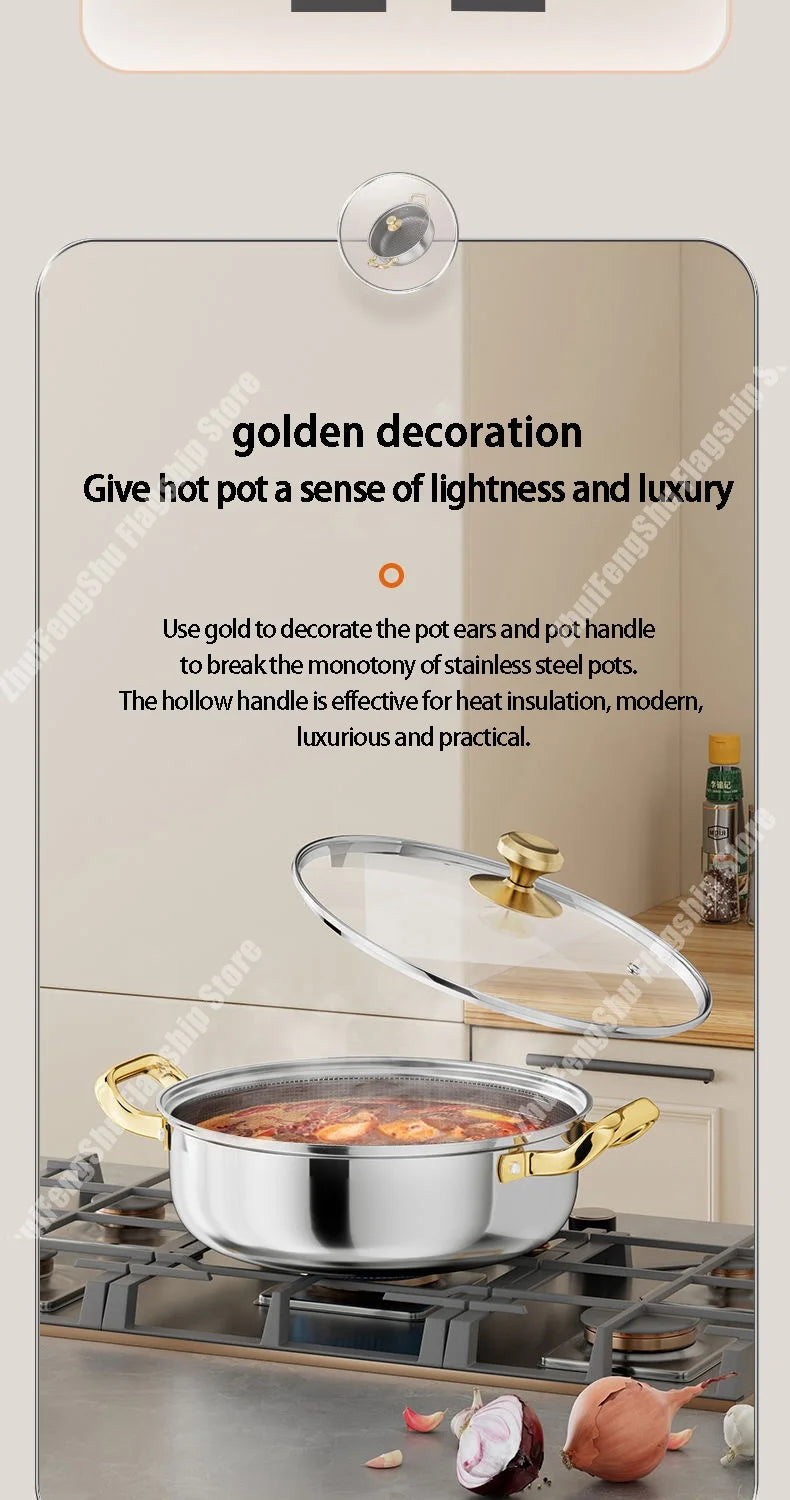 30cm Stainless Steel Frying Pan Non-stick Soup Pot wok with lid Home Honeycomb Induction Cooker Gas Stove Stew Kitchen Cookware