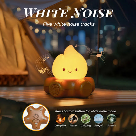Campfire Night Lights With White Noise Creative Room Decoration Atmosphere LED Light Desk Lamp For Kids Christmas Birthday Gifts