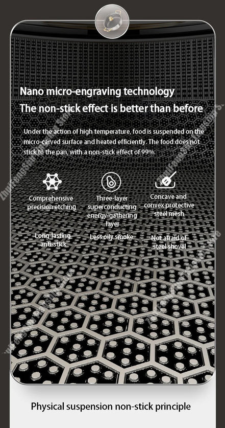 30cm Stainless Steel Frying Pan Non-stick Soup Pot wok with lid Home Honeycomb Induction Cooker Gas Stove Stew Kitchen Cookware