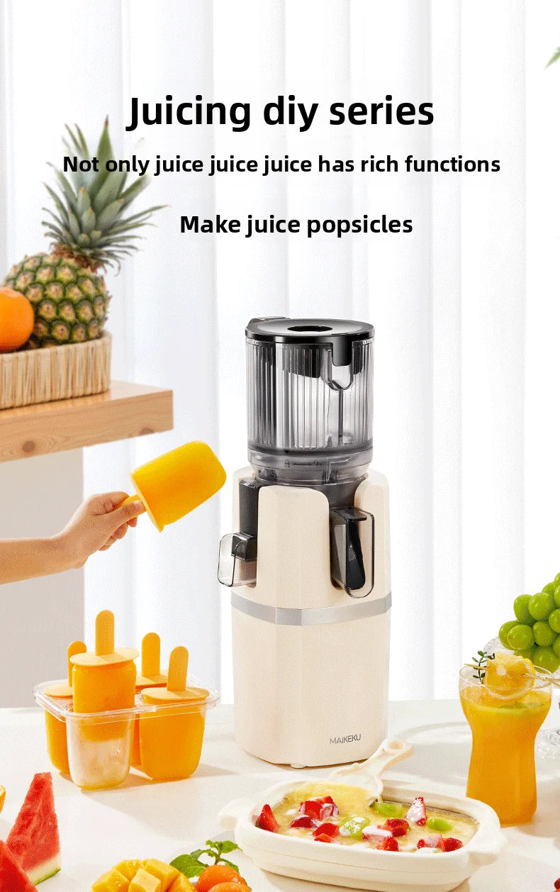 2X Squeeze Slow Juicer,Wide Mouth Cold Press Juicer with Pulp Separation,200W Automatic Fruit & Vegetable Extractor for Home Use