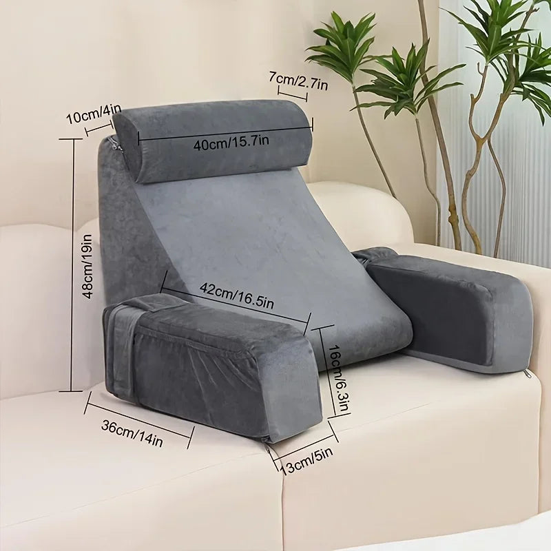 Reading Pillow with Armrests Cushion Ergonomic Back Support Cushion for Bed Chair TV Gaming Comfort Accessory Bed Chair Cushion