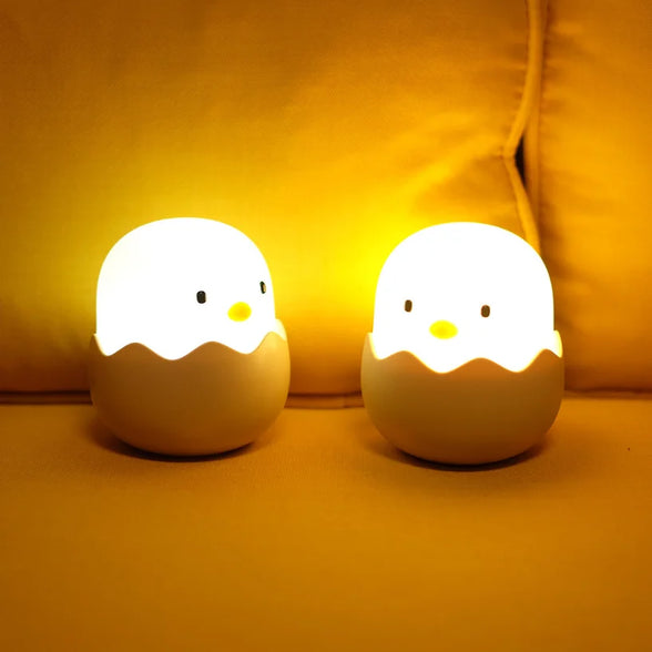 Animal Night Light Led Creative Silicone Eggshell Chicken Night Light Beside Silicone Pat Night Lamp