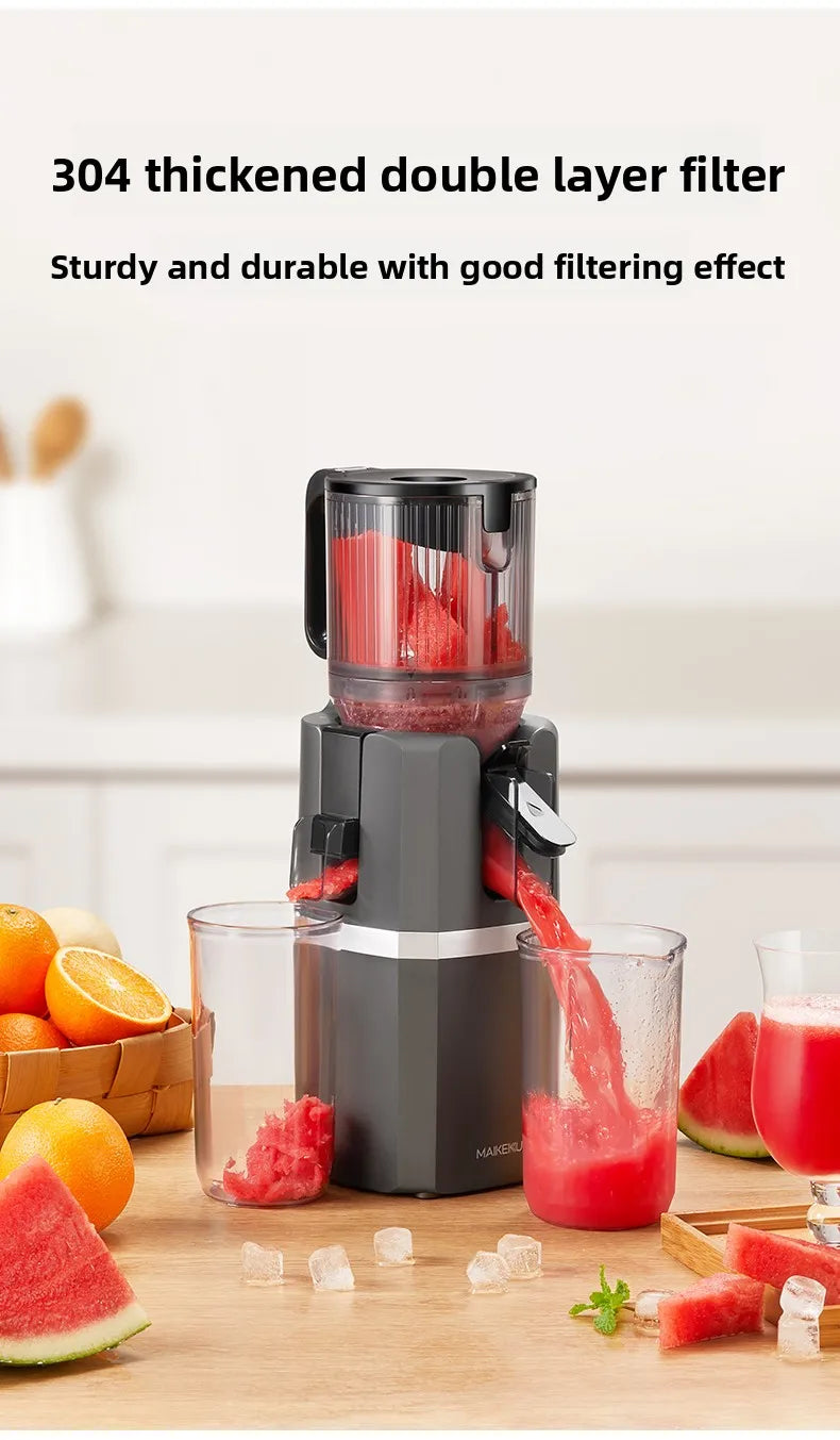 2X Squeeze Slow Juicer,Wide Mouth Cold Press Juicer with Pulp Separation,200W Automatic Fruit & Vegetable Extractor for Home Use