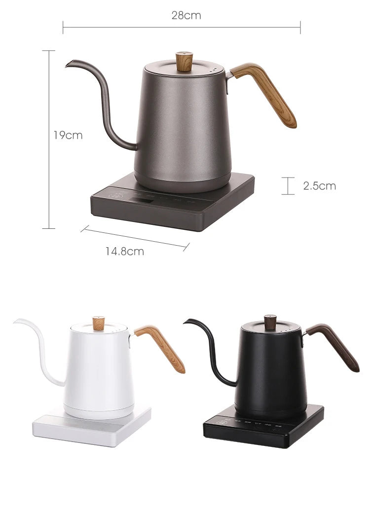 Gooseneck Electric Kettle 800ml Hand Brew Coffee Pot Smart Teapot Temperature Control Pot 1000W Rapid Heating Kettle 110V/220V
