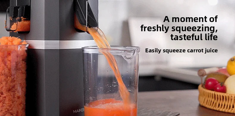 2X Squeeze Slow Juicer,Wide Mouth Cold Press Juicer with Pulp Separation,200W Automatic Fruit & Vegetable Extractor for Home Use