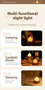 Campfire Night Lights With White Noise Creative Room Decoration Atmosphere LED Light Desk Lamp For Kids Christmas Birthday Gifts
