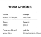 Gooseneck Electric Kettle 800ml Hand Brew Coffee Pot Smart Teapot Temperature Control Pot 1000W Rapid Heating Kettle 110V/220V