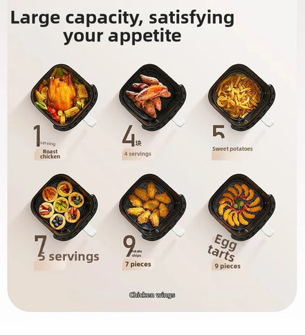 5.3L Super-capacity Visualized Air Fryer | Perspective Window Design Touch Screen +12 Preset Menu|Detachable Cleaning|Household