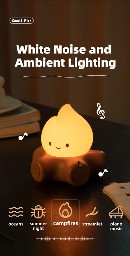 Campfire Night Lights With White Noise Creative Room Decoration Atmosphere LED Light Desk Lamp For Kids Christmas Birthday Gifts