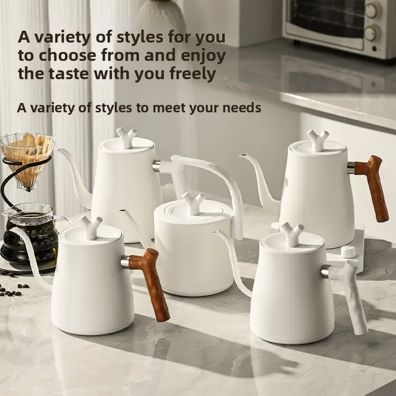 1000W Electric Kettle Household 304 Stainless Steel Coffee Pot Intelligent Temperature Regulation LED Display Safe Anti Scalding