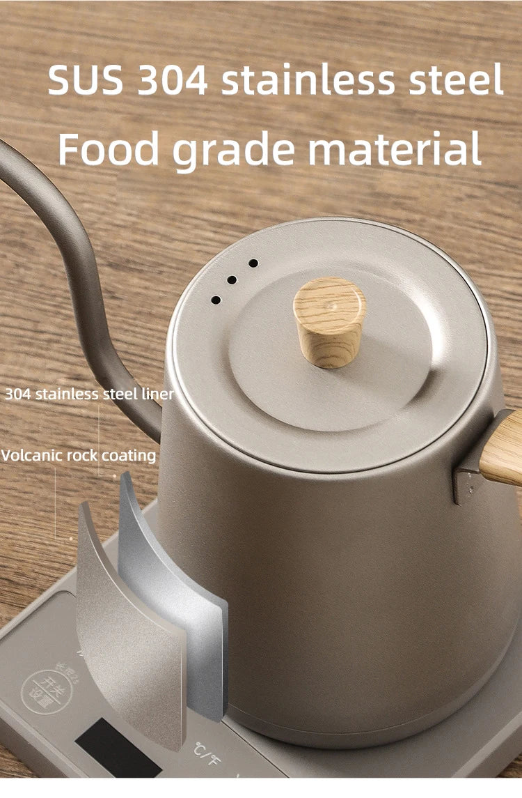 Gooseneck Electric Kettle 800ml Hand Brew Coffee Pot Smart Teapot Temperature Control Pot 1000W Rapid Heating Kettle 110V/220V