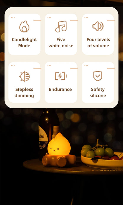 Campfire Night Lights With White Noise Creative Room Decoration Atmosphere LED Light Desk Lamp For Kids Christmas Birthday Gifts