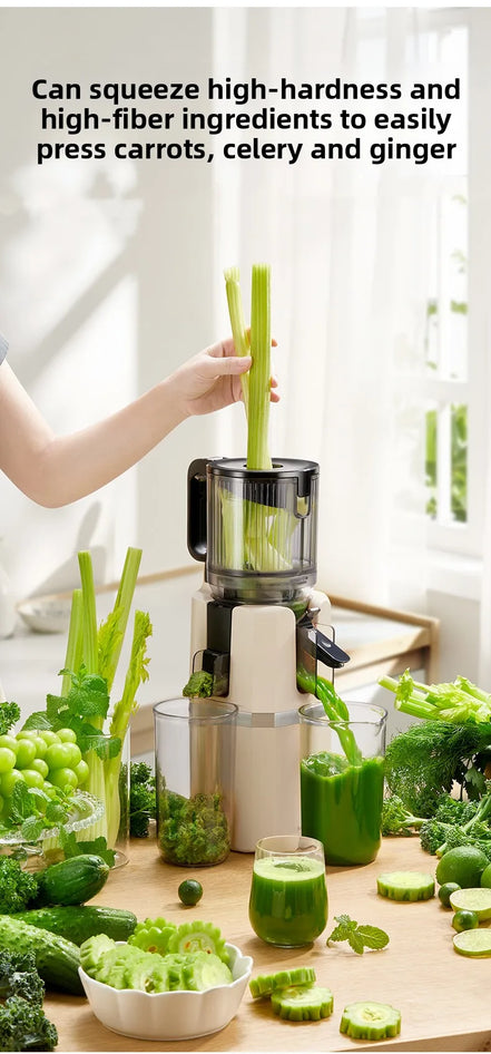 2X Squeeze Slow Juicer,Wide Mouth Cold Press Juicer with Pulp Separation,200W Automatic Fruit & Vegetable Extractor for Home Use