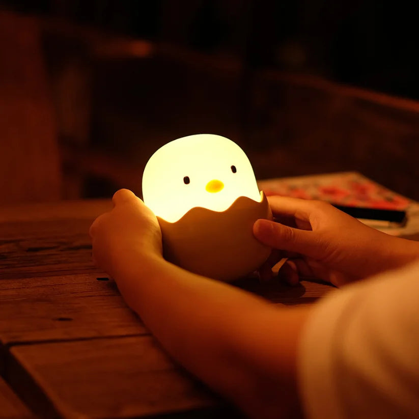 Animal Night Light Led Creative Silicone Eggshell Chicken Night Light Beside Silicone Pat Night Lamp