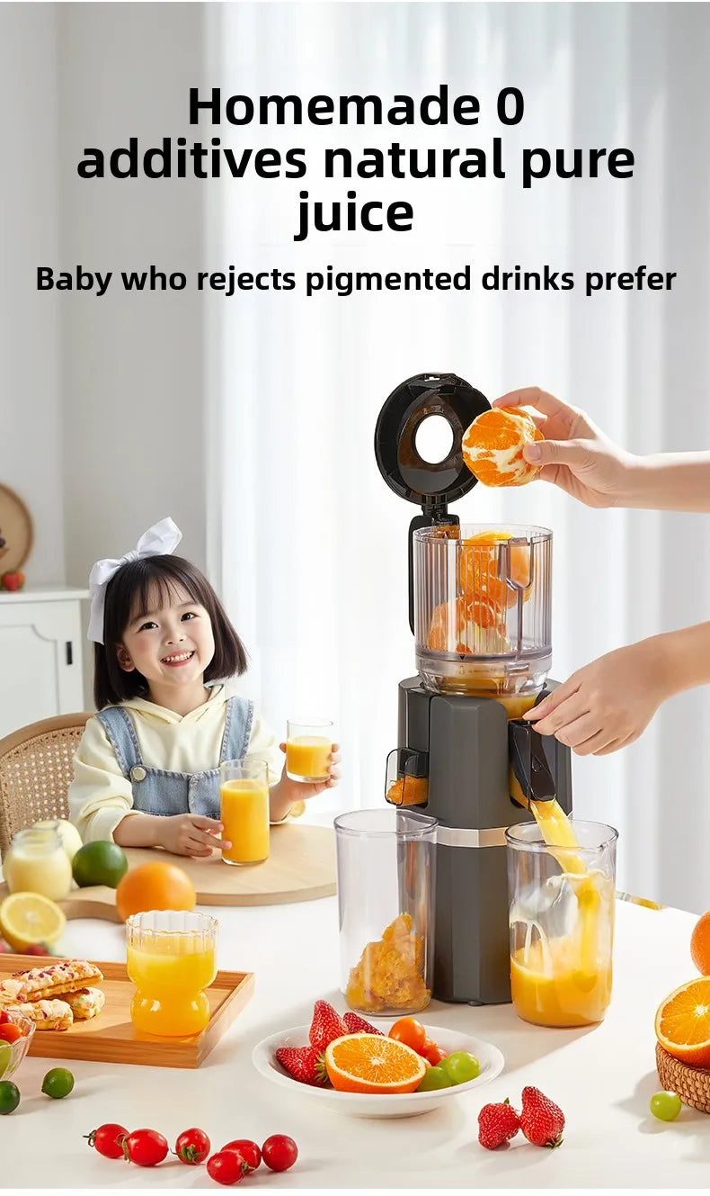 2X Squeeze Slow Juicer,Wide Mouth Cold Press Juicer with Pulp Separation,200W Automatic Fruit & Vegetable Extractor for Home Use