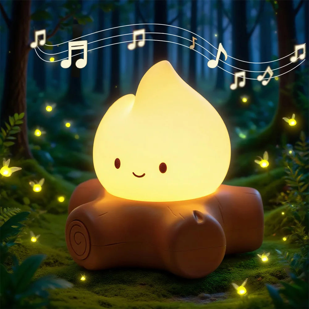 Campfire Night Lights With White Noise Creative Room Decoration Atmosphere LED Light Desk Lamp For Kids Christmas Birthday Gifts