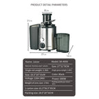 800W Electric Juicer, Fruit & Vegetable Smoothie Breaker with 2 Speeds, Easy To Clean