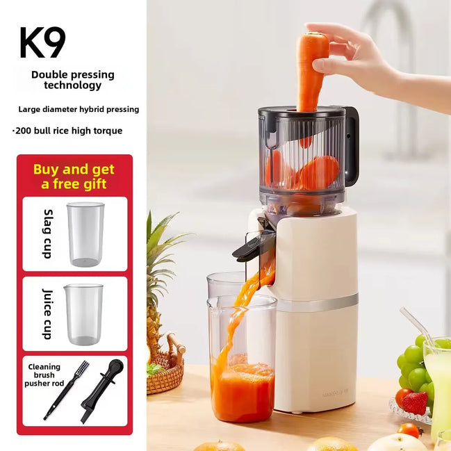 2X Squeeze Slow Juicer,Wide Mouth Cold Press Juicer with Pulp Separation,200W Automatic Fruit & Vegetable Extractor for Home Use