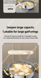 30cm Stainless Steel Frying Pan Non-stick Soup Pot wok with lid Home Honeycomb Induction Cooker Gas Stove Stew Kitchen Cookware