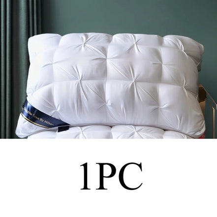 1/2PC Luxury 5-Star Hotel Pillow Deep Sleep Ergonomic Support - High-Density Polyester Memory Foam Pillow White Satin All-Season