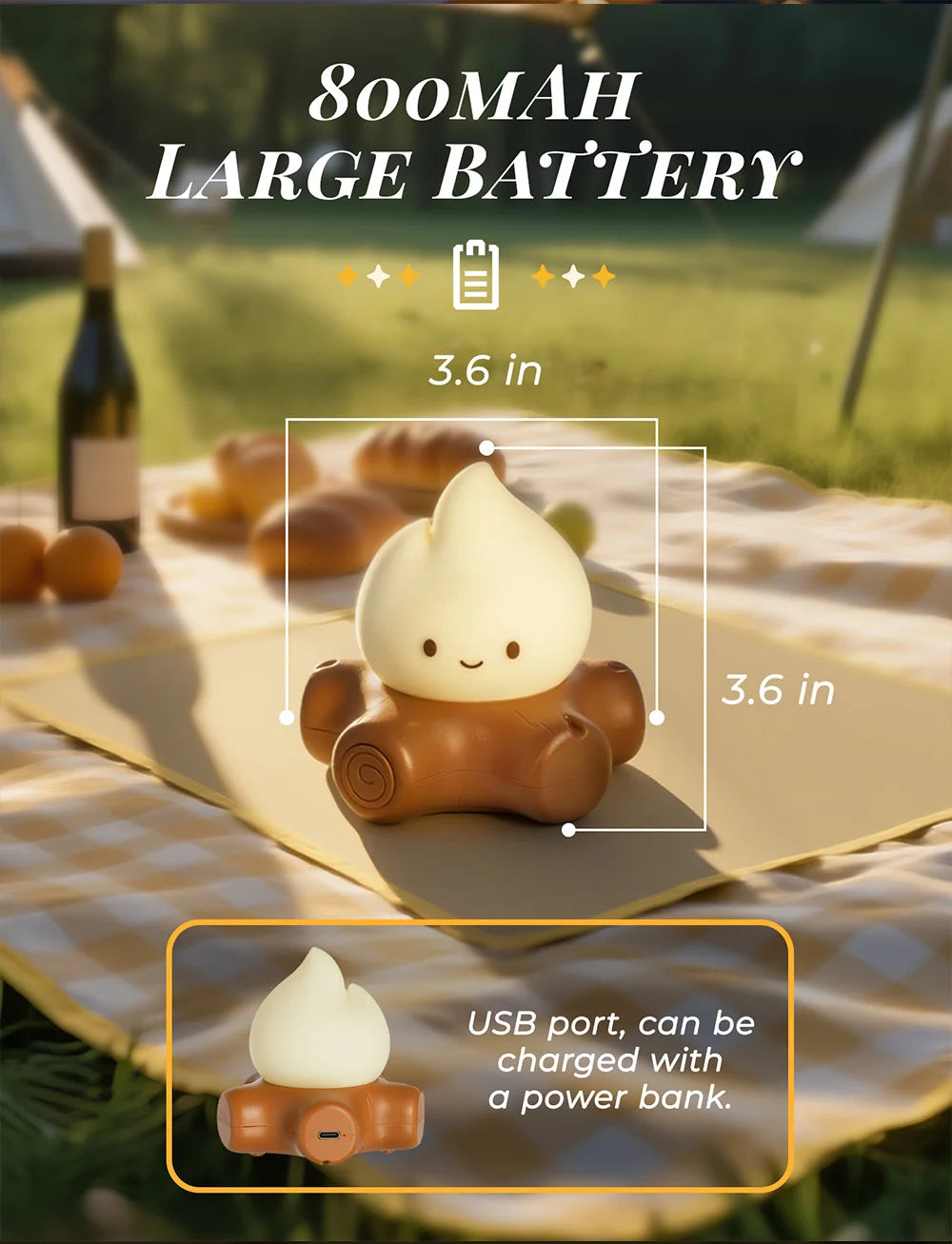 Campfire Night Lights With White Noise Creative Room Decoration Atmosphere LED Light Desk Lamp For Kids Christmas Birthday Gifts